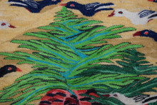 3.5 FT Handwoven Egyptian Kilim Rug Tapestry Wall Hanging Palm Trees Birds Ducks