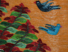 2.7 FT Handwoven Egyptian Kilim Rug Tapestry Wall Hanging Birds Ducks Pond Tree