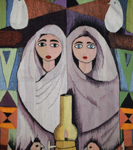 Vintage handwoven egyptian tapestry wall hanging 4.2 ft folk art textile decor (2)