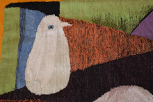 Vintage handwoven egyptian tapestry wall hanging 4.2 ft folk art textile decor (2)