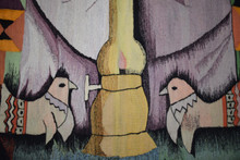 Vintage handwoven egyptian tapestry wall hanging 4.2 ft folk art textile decor (2)