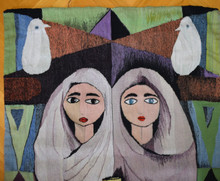 Veiled Women with Doves handwoven tapestry — view 3
