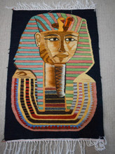 King Tutankhamun — handwoven Egyptian wool tapestry, 3.4 ft
