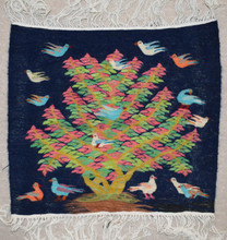 Bird Tree with Pigeons — handwoven Egyptian wool tapestry, 22"