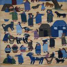 Hand woven egyptian folk art tapestry-3 ft- wall art hanging-kilim-home decor