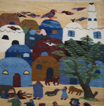 Hand woven egyptian folk art tapestry-3 ft- wall art hanging-kilim-home decor