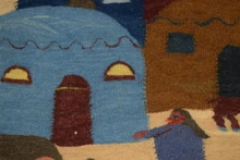 Village Life with Crowds and Animals handwoven tapestry — view 5
