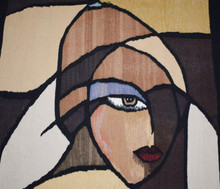 Hand woven abstract tapestry wall hanging art – 3.1 ft - modern cubist decor