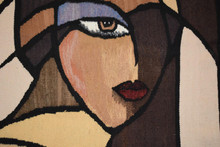 Hand woven abstract tapestry wall hanging art – 3.1 ft - modern cubist decor