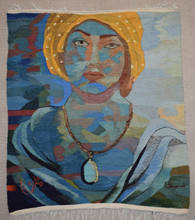 Vintage hand woven abstract tapestry wall hanging art – 3.9 ft - wool decor art- signed