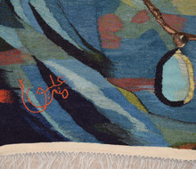Vintage hand woven abstract tapestry wall hanging art – 3.9 ft - wool decor art- signed