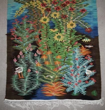 Egyptian folk art wall hanging tapestry- 6.1 ft- hand woven kilim home decor rug
