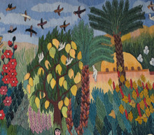 Hand woven tapestry-large 6.5 ft-egyptian folk art wall hanging-kilim rug decor