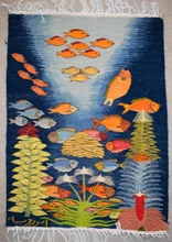 Underwater Fish and Coral — handwoven Egyptian wool tapestry, 31"
