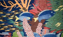 9.2x5.7 ft Extra Large Handwoven Egyptian Wool Tapestry, Coral Reef Wall Hanging, Signed Kilim Rug Folk Art