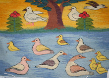 Tree of Doves and Duck Pond handwoven tapestry — view 3