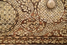 Antique Syrian Walnut Wedding Chest with Mother of Pearl Inlay — view 9