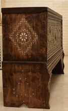 Antique Syrian Walnut Wedding Chest with Mother of Pearl Inlay — view 12