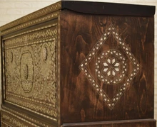 Antique Syrian Walnut Wedding Chest with Mother of Pearl Inlay — view 17