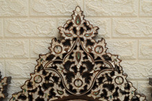 Syrian Mother of Pearl Mirror Frame, Triple-Finial Crest — view 2