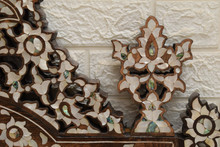 Syrian Mother of Pearl Mirror Frame, Triple-Finial Crest — view 3