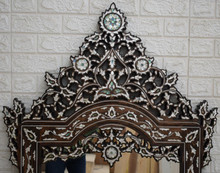 Syrian Mother of Pearl Mirror 60×32″ Medallion Crest