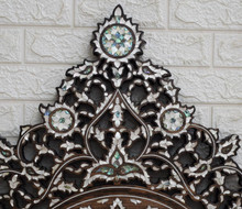 Syrian Mother of Pearl Mirror Frame, Medallion Crest — view 3