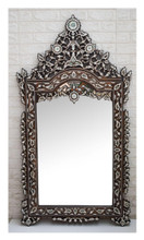 Syrian Mother of Pearl Mirror 60×32″ Medallion Crest
