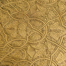 XL Engraved Brass Tray Table on Folding Wood Stand — view 8