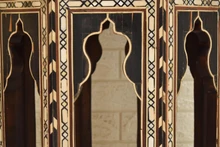 Vintage Moroccan Side Table in Shell, Brass and Wood Inlay — view 10