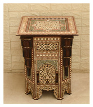 Moroccan Mother of Pearl Inlay Side Table 24×19″