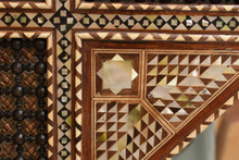 Mashrabiya and Mother of Pearl Mirror Frame, Lattice Crest — view 6