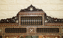 Syrian Mother of Pearl Mirror 46×35″ Mashrabiya Crest
