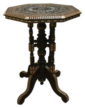 Moroccan Mother of Pearl and Bone Side Table, 27 in