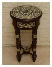 Moroccan Mother of Pearl Inlay Side Table 27.5″