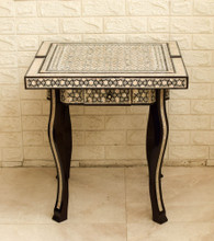 Moroccan Mother of Pearl Inlay Side Table 25″