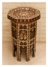 Moroccan Mother of Pearl Inlay Side Table 28×16″
