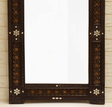 Syrian Arched Carved Mirror with Mother of Pearl and Mashrabiya — view 3