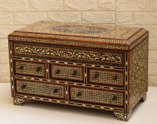 Moroccan Mother of Pearl Chest of Drawers, Medallion Lid — view 10