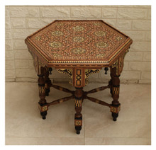 Square Mother of Pearl Inlay Side Table, 20 in Cube