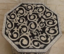 Octagonal Side Table with Scrolling Arabesque Inlay — view 4