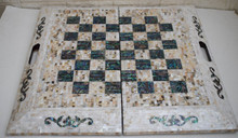 Mother of Pearl Backgammon and Chess Board, Vine Corners — view 3
