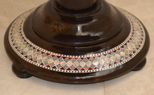 Round Mother of Pearl Pedestal Table, Sawtooth Border — view 8