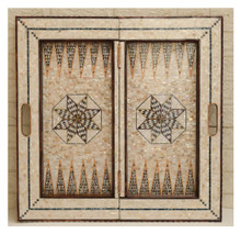 Mother of Pearl Backgammon Board, Star Medallion, 25 in