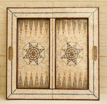 Mother of Pearl Backgammon Board, Radiating Star, 25 in
