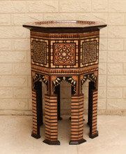 Octagonal Mother of Pearl Table on Arcaded Columns — view 2