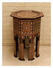 Octagonal Mother of Pearl Table on Arcaded Columns, 24 in