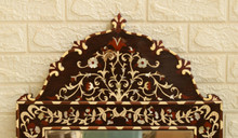 Floral Mother of Pearl Mirror Frame with Rosewood — view 3