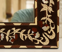 Floral Mother of Pearl Mirror Frame with Rosewood — view 4