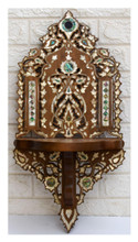 Syrian Inlaid Mahogany Wall Shelf 25 in
